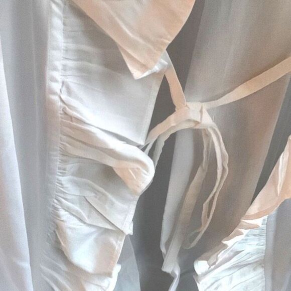 Haute Home Small White Spa Robe - Ruffle Trim & Belt - Luxury Cotton - Picture 6 of 8